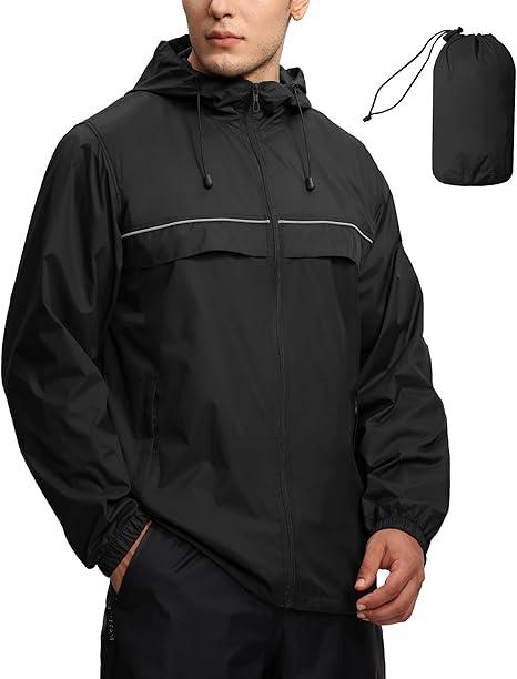 SWISSWELL Mens Waterproof Windbreaker Rain Jacket Lightweight Packable Raincoat with Hood for Golf Hiking Travel 2XL