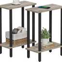 TUTOTAK Small Side Table, Narrow End Table, Set of 2, Skinny Sofa Table, Slim Nightstand, Couch Table, Living Room, Bed Room, Greige TB01BG0622 (2-Tier7.9"D x 15.8"W x 22.5"H)
