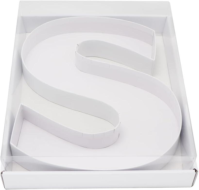 WENPACK 12.5" Cardboard Letter Shaped Mache Decorative Strawberries Fillable Sweets Candy Box with Clear Lid (White, S)