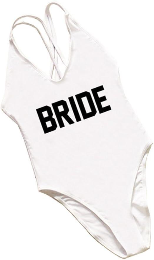 Birde Women's Strappy Swimwear One Piece Bikini Swimsuits Blackless Monokinis (White, M)