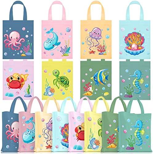 Ferraycle 24 Pcs Sea Animals Party Favor Bags Under the Sea Goodie Bags Cute Marine Favors Treat Supplies for Baby Shower Birthday Party Decor