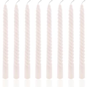 8 Pack 10 Inch Soft Champagne Spiral Taper Candles Long Burning Dripless Candles for Party Dinner Home Decor Wedding and Celebrations