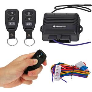 InstallGear Car Keyless Entry System - Trunk Pop with Two 3-Button Remotes - Keyless Entry Car - Door Lock/Unlock and Key Fob - Keyless Entry System Kit for Car/Auto