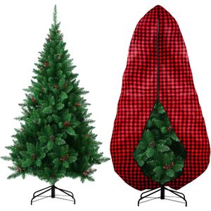 9ft Upright Christmas Tree Storage Bag with Zipper/Drawstring,Non-Woven Holiday Tree Cover Dust Proof Bag Fits Up to 9ft Tall Artificial Tree Upright Standing Storage