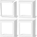 Thyle 4 Pcs True 4x4 Inches Vinyl Post Skirt Post Base Cover Column Wraps for Porch Deck Base Vinyl Sleeve White Trim for Hand and Stair Rails