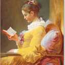 Jean Honore Fragonard Paintings - Young Girl Reading Print Poster, Classic Vintage Oil Painting, Canvas Print Painting Picture, Modern Home Girls Room Bedroom Decor Unframed (COLOR 9,12x15in/30x38cm) (15L" x 10W")