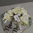 Ramadan Mubarak Wreaths Decorations, Artificial White Phalaenopsis Metal Hoop Floral Wreath, Eid Mubarak Garland Decor, for Farmhouse Door Wall Window Indoors Outdoor