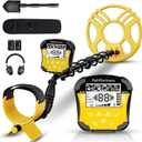 PalliPartners Metal Detector for Adults Waterproof-Professional Higher Accuracy Gold Detector with LCD Display,5 Mode, Advanced DSP Chip 12" Coil(Yellow)