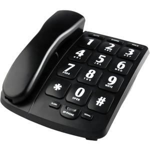 Big Button Phone for Elderly, KerLiTar Enhanced Version Senior Phones for Hard of Hearing Home Corded Phone Landline Telephone with Speakerphone Amplified Telephone for Hearing Impaired Aid(Black) (Black)