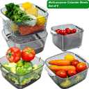 Taiuloo 6-Piece Colander Strainer Bowl Set, BPA-Free Plastic Fruit & Vegetable Washing Basket, Kitchen Colanders & Mixing Bowls for Pasta Berry Salad, 2/3.5/7QT (Gray)