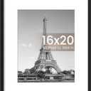 Upsimples 16x20 Picture Frame, Display Pictures 11x14 with Mat or 16 x 20 Without, Wall Hanging Poster Frame, Black, 1 Pack