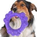 Indestructible Dog Chew Toys for Aggressive Chewers, Super Chewer Toys for Medium Large Dogs, Interactive Ring Toy, Heavy Duty Teething Toys (Purple)