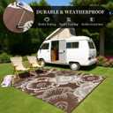 MontVoo Outdoor Rug 8x10 Waterproof Patio Rug-Outdoor Carpet Mat Reversible Plastic Straw Outside Outdoor Rug for RV Camping Picnic Beach Balcony Backyard Pool Deck Farmhouse Floral Beige Brown