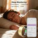 Smart Health Rings for Women & Men Fitness Ring with Heart Rate, Blood Oxygen, Step Tracker Ring, Sleep Tracker, IP68 Waterproof Smart Ring for iOS & Android,No Subscription Fee(Gold, 8#)