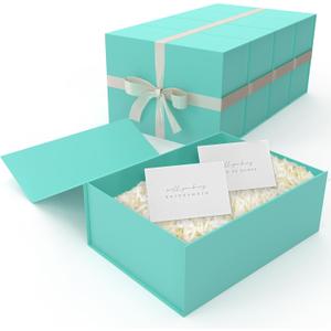 iPassion Gift Box Set - Bridesmaids Gifts for Wedding (5 Pack - Teal), All Occasions, Bridesmaid Proposal, Magnetic Boxes With Lids, Big Set For Bridal, 13.5 x 9 x 4.5 inches, Teal GiftBox