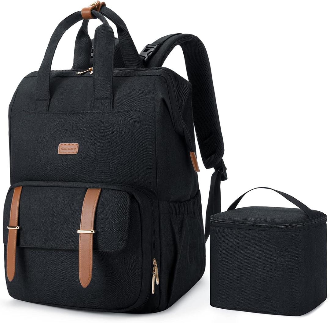 Mommore Breast Pump Bag Backpack for Spectra S1,S2 Medela with Cloor Storage Bag Travel Diaper Bag Backpack for Working Moms with 15.6 inch Laptop Sleeve, Black