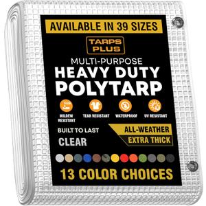 Poly Tarps, Clear Tarp 1016 ft, 12 Mil Heavy-Duty, Waterproof, UV Resistant, Reinforced Grommets, All-Purpose Cover