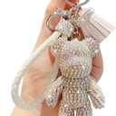 BONICI Creative Cool Diamond Bear Design Pendant Keychain Key-Chains Keyrings (White)