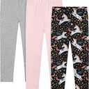 Resinta Toddler and Baby Girls Leggings Pants Full Length Cotton Basic Leggings Multipack Stretchy Soft Tights Pants (3T, Heather Grey, shell, black Unicorn)