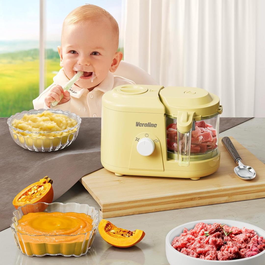 Multifunctional Baby Food Maker, One-Button Rotating Control Food Steamer and Blender, Electric Baby Puree Machine with Steam & Grind Function, Easy-Clean Baby Food Processor