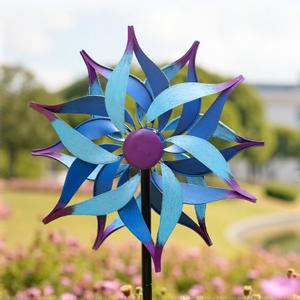 Wind Spinners Outdoor Yard Decorations, 360 Flowers Wind Sculpture for Yard Garden Decor, Metal Garden Art Kinetic Windmill for Backyard,Lawn,Patio,Farmhouse