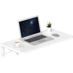 TEAMIX Wall Mounted Desk, White Folding Table for Small Spaces, Wall Floating Desk with Heavy Duty Brackets for Laundry Room,Kitchen,Office Storage (29.9"W x 15.7"D)
