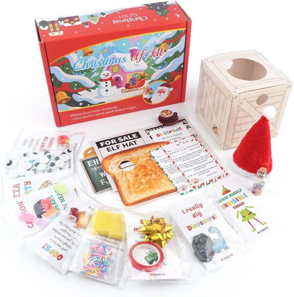 24-Day Elf Adventure Kit 2025 Christmas Countdown Kit Funny Elf Props, Holiday Scene Cards Accessories