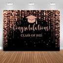 Mocsicka Class of 2025 Backdrop Rose Gold Glitter Bokeh Graduation Party Background 2025 Congrats Grad Prom Party Cake Table Decoration Photo Booth Props (7x5ft)