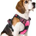 rabbitgoo Dog Harness Medium Sized, No Pull Pet Harness with 3 Buckles, Adjustable Soft Padded Vest with Control Handle, Walking Reflective Pet Vest for Medium Dogs, Rose Pink, M