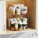 LAMU 12inch 2 Tier Lazy Susan Turntable Organizer Rotating Spice Rack Organization for Cabinet, Kitchen, Pantry, Countertop, Bathroom, Vanity, Medicine Cabinet Organizer, Amber