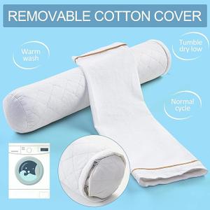 Buckwheat Pillow Adjustable Firm Organic Cotton Bolster Neck Roll Pillow for Pain Pain Relief Sleeping Round Support Cervical Pillows, White 3'' x 16''