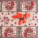XCHI Roses Flowers Love Hearts Vase Valentines Day Placemats Set of 4 Table Mats for Party Home Kitchen Dining Table Decorations 12x18 Inch