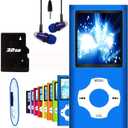 MP3 Player, Hotechs MP3 Music Player with 32GB Memory SD Card Slim Classic Digital LCD 1.82'' Screen MINI USB Port with FM Radio, Voice Record (Blue)