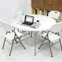 4FT Round Folding Table 48 Inch, Bifold Plastic Dining Table for Wedding, Party, Garden, Patio