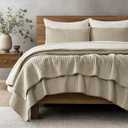 EVERGRACE Cross Stitch Pre-Washed Cotton Quilt Bedding Set King Size, Oversized 3 Pieces Lightweight Bedspread Coverlet for All Season, with 2 Matching Shams, Driftwood, 108"x96" | Cross Stitch, Timeless, 100% Cotton, Pre Washed, Oeko-Tex Certified, Oversized