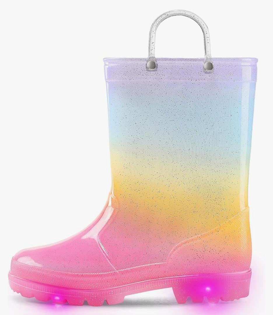 K KomForme Toddler Light Up Rain Boots for Girls Boys Waterproof Rain Boots with Handles Outdoors.11