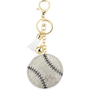 2 x Bling Keychain for Women, Soccer Baseball Basketball Football Volleyball Rhinestone Keychain bag charm, Sparkly Crystal Gift