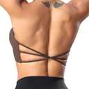 YEOREO Women's Sports Bra Halter Workout Sports Bra Strappy Criss Cross Back Bra Removable Padded Yoga Crop Top (Medium, Cocoa)