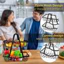 2 Tier Fruit Basket for Kitchen, Detachable Fruit Bowl for Kitchen Counter, Metal Fruit and Vegetable Storage Stand, Fruits Holder Vegetable Basket with Wood Handle, Bread and Snack Organizer