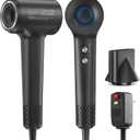 Hair Dryer, Ionic Blow Dryer, 1500W High-Speed Hairdryer with 110000 RPM Brushless Motor for Fast Drying Low Noise, 4 Temps & 2 Speeds with Magnetic Nozzle (Dark Gray)