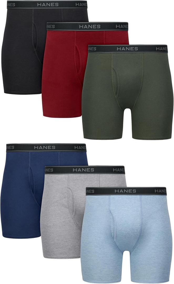 Hanes mens Underwear Boxer Briefs Pack, Cool & Breathable Cotton Moisture-wicking Underwear for Men, No Ride Up (M)