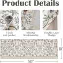 jinchan Linen Valance Kitchen Curtain Pack of 2 Double Layer 18 Inch for Living Room Bedroom Window Treatment Light Filtering Vintage Farmhouse Cottagecore Rod Pocket 2 Panels Grey on Beige