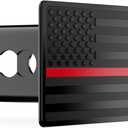 Heavy American Flag Metal Trailer Hitch Covers for 2 inch Receivers,Tow Hitch Covers 2 Inch for Truck Accessories (with 5/8-Inch Pin Diameter Trailer Hitch Lock,Thin Red Line)