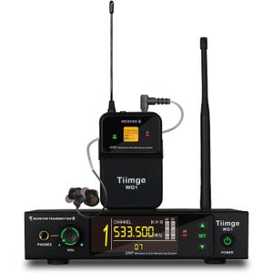 UHF Wireless In-Ear Monitor System - 99 UHF Frequencies Mono IEMs for Musicians, 164ft Stable Transmission Range, Ideal for Stage Performance, Bands, Studio Recording, Lectures & Speeches (WG1)