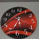 ArtSocket Wooden Wall Clock Silent Non-Ticking, Red Black Grid Luxury Modern Weave Abstract Stripe Geometric Round Wall Clocks Decor for Home Kitchen Living Room Office(12 Inch)
