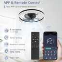 LEDIARY 22" Modern Ceiling Fans with Lights and Remote, Dimmable Low Profile Ceiling Fan, Flush Mount Ceiling Fan, Stepless Color Temperature Change and 6 Speeds - Black