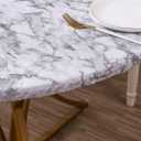 Walrus Round Vinyl Fitted Tablecloth with Flannel Backing Elastic Edge Design Table Cover Waterproof Oil-Proof PVC Table Cloth Stain-Resistant Best for 45"-56" Round