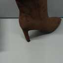 Burgundy Knee High Boots for Women Square Toe Chunky Heeled Boots Fall Dress Elastic Tall Boots with Zipper 7