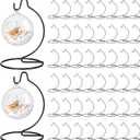 Tatuo 50 Pcs Ornament Display Stand Christmas Holder Hanger Stands Glass Ball Ornament Holder Metal Iron Hanging Hanger for Display Terrarium Air Plant Home Party Decoration