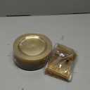 Goodluck 120PCS 7" Gold Glitter Dessert Plastic Plates with 7.4" Forks, Gold Appetizer Plates for 60 Guests, Including 60 Disposable Cake Plastic Plates and 60 Forks for Wedding/Birthday Party